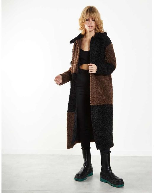 Glamorous Black Patchwork Longline Coat