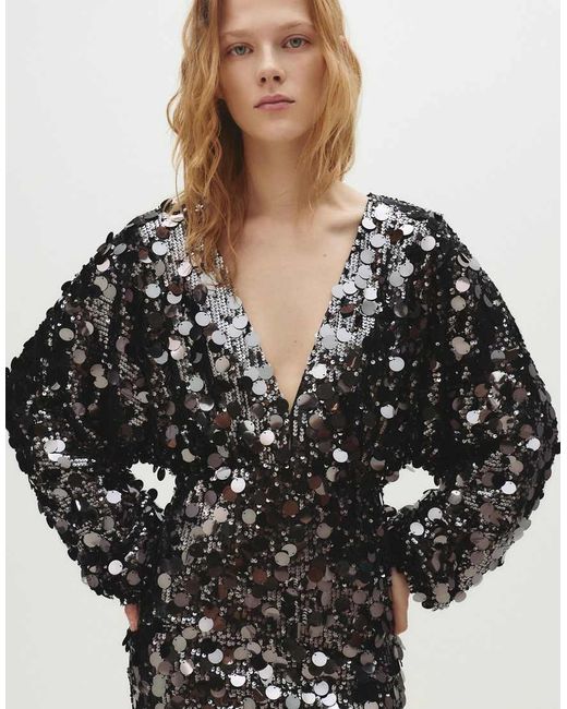 Vestito Corto Con Paillettes di Pull&Bear in Black