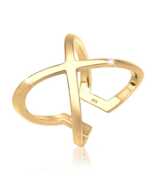 Elli Jewelry Basic Blogger Statement Ring Van 925 Sterling Zilver Met Gekruist Model in het Metallic