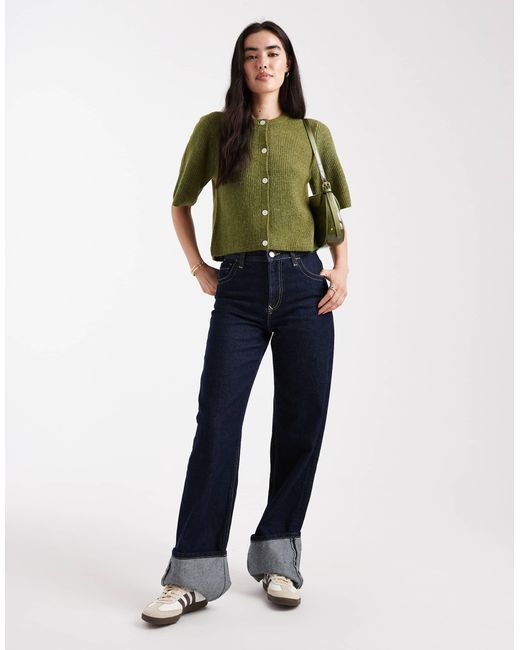 Pieces Green – weiche, kurzärmlige strickjacke