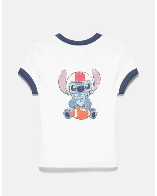 Pull&Bear Blue Lilo & Stitch Slim Fit T-shirt