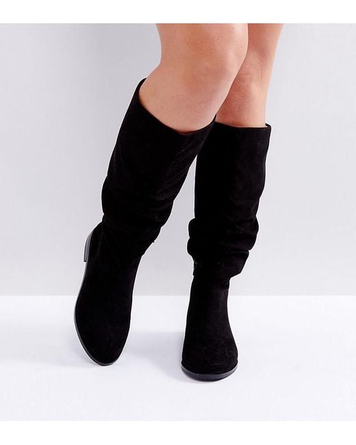 ASOS Black Asos Capital Wide Fit Slouch Knee Boots