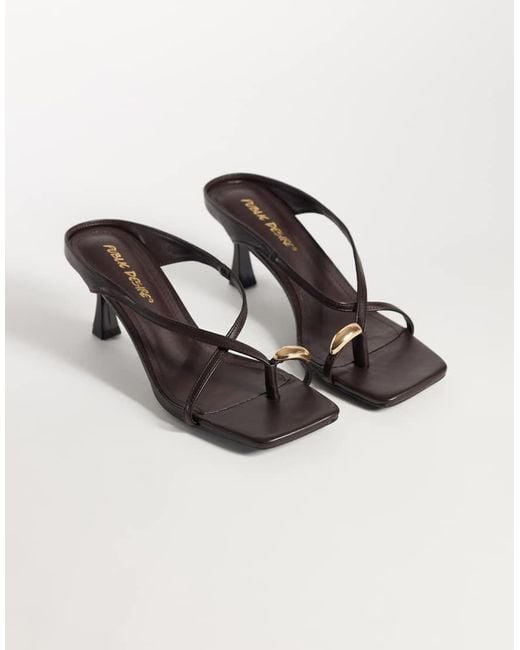 Public Desire Brown Ria Gold Detail Heeled Sandals