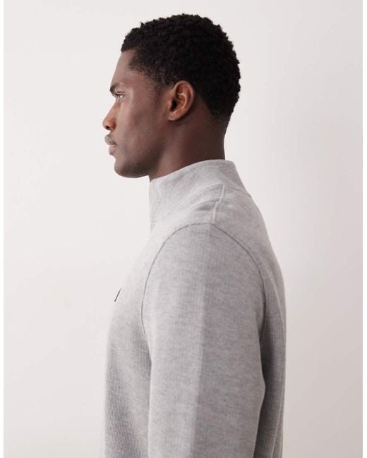 ASOS Gray Half Zip Sweatshirt With Rubberised Badge for men