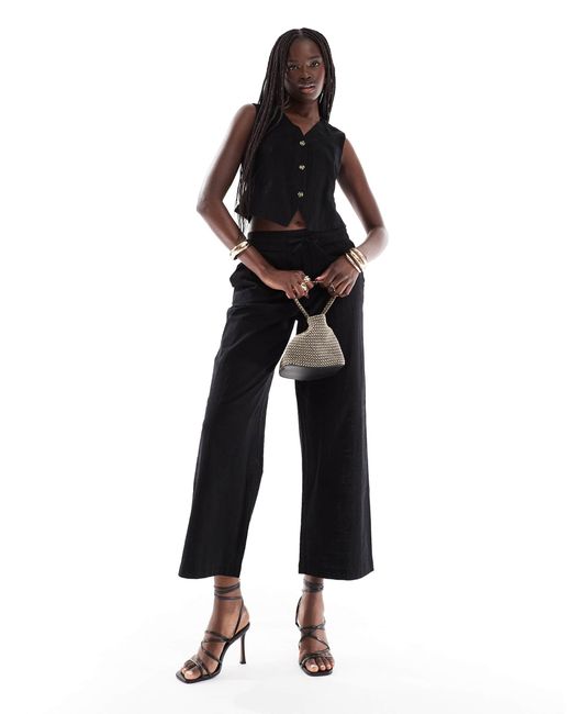 Vero Moda Black Tailored Drawstring Waist Wide Leg Trouser Co-ord