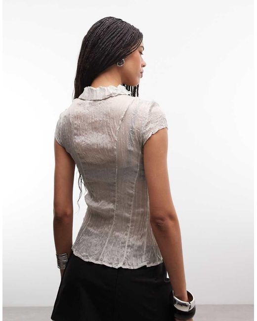 Weekday White Chiffon Crinkle Shirt