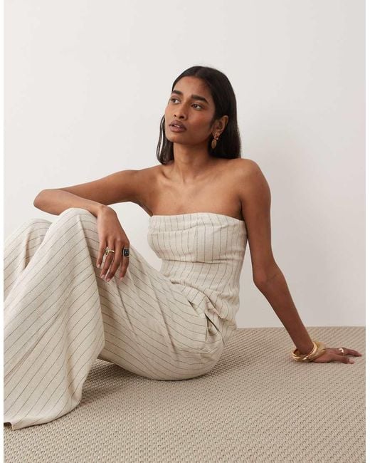 Miss Selfridge Natural Tailored Linen Look Palazzo Pants