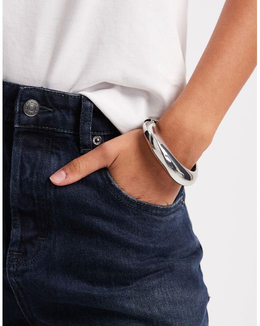 ASOS Blue Cuff Bangle With Wavy Design