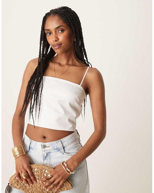 ASOS White Sash Detail Satin Cropped Cami Top