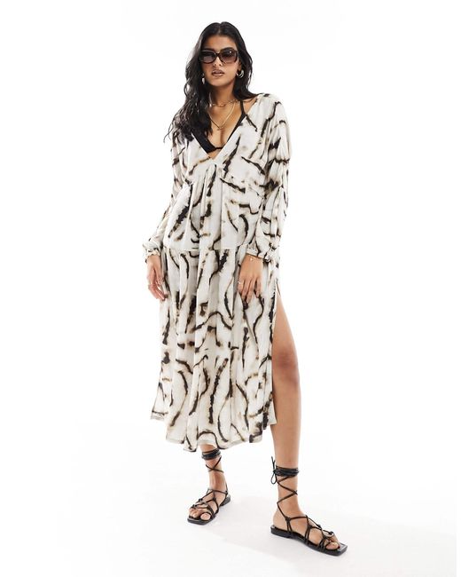 Iisla & Bird White – langärmliges maxi-strandkleid