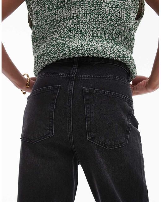 TOPSHOP Black Original Mom High Rise Jean