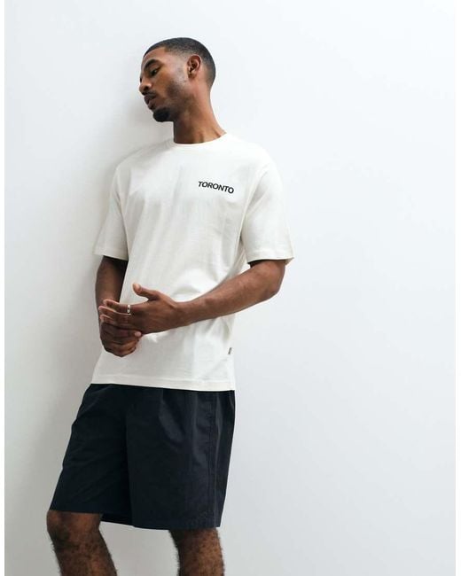 Only & Sons White Oversized Fit T-shirt With Toronto Back Print for men