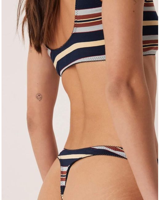 ASOS White Taylor Stripe High Leg Thong