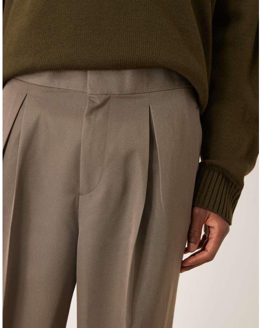Pantaloni A Fondo Ampio Eleganti Color Visone Con Pieghe Invertite Sul Davanti Ed Elastico di ASOS in Brown da Uomo