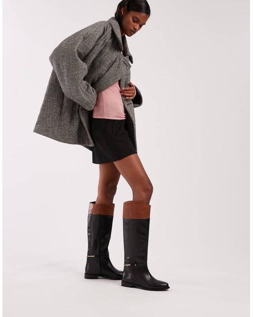 Bronx Fe-lise Contrast Detail Riding Boot in Black | Lyst UK