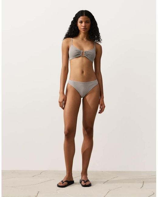 Oysho Black Stripe Triangle Bikini Top
