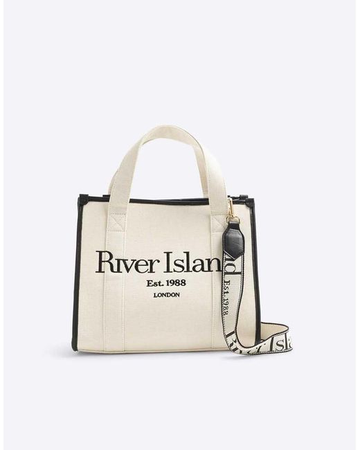 River Island Natural Embroidered Tote Bag