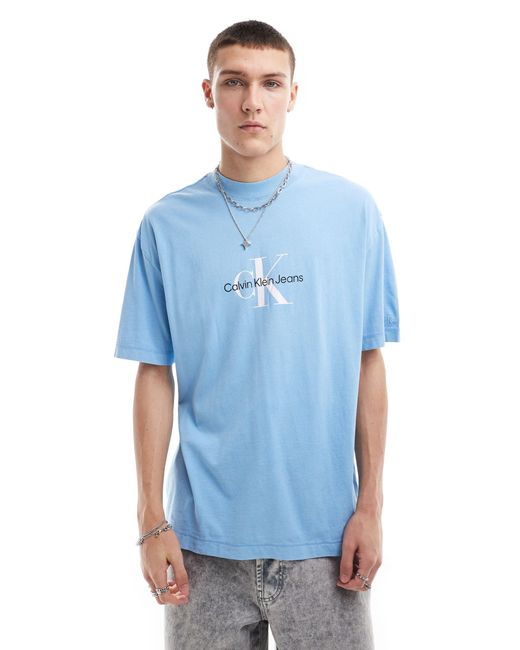 Calvin Klein – archival monologo – t-shirt in Blue für Herren