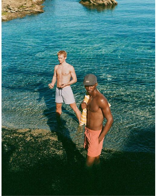 Pull&Bear Blue Seersucker Swim Shorts for men