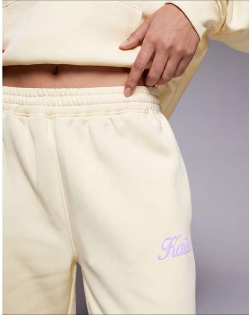 Kaiia Multicolor Cotton Rich Puff Print Logo Wide Leg joggers Co-ord