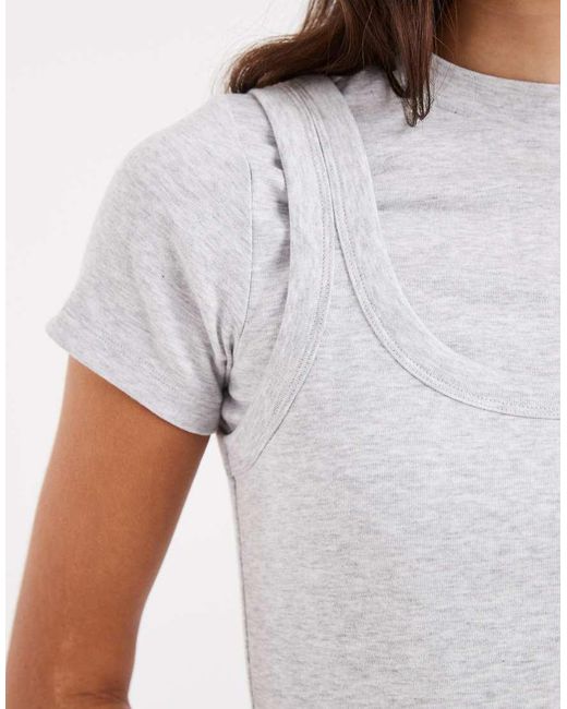 ASOS White Double Layer Short Sleeve Top