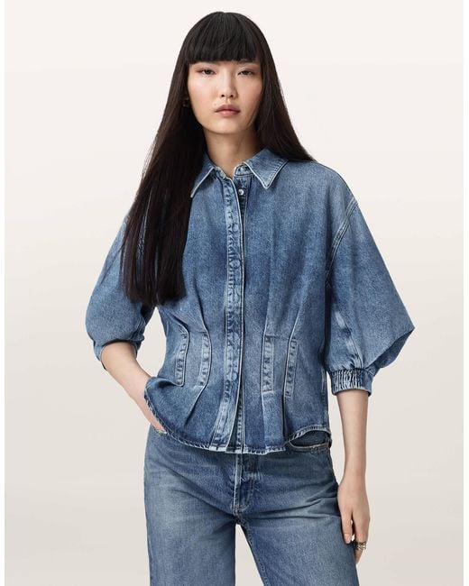 AllSaints Blue – nancy – jeanshemd