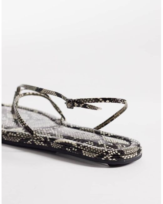 ASOS Metallic Freya Strappy Toe Thong Flat Sandals