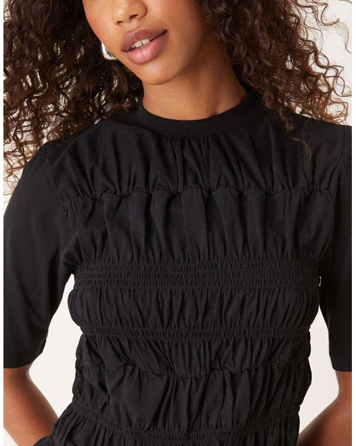 Y.A.S Black Ruched Front Jersey Top