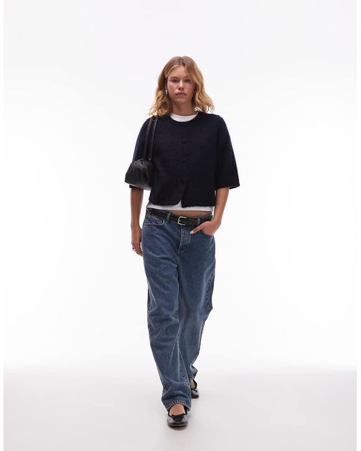 & Other Stories Blue Mohair Blend Cardigan With Short Sleeves