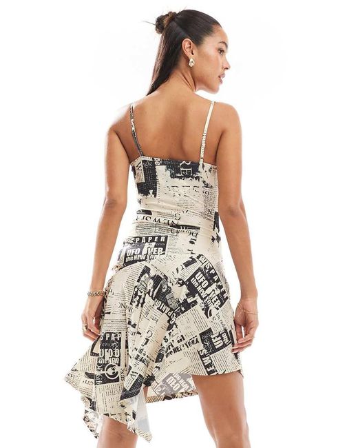 Something New Iconic Hanky Hem Mini Cami Dress Print-white