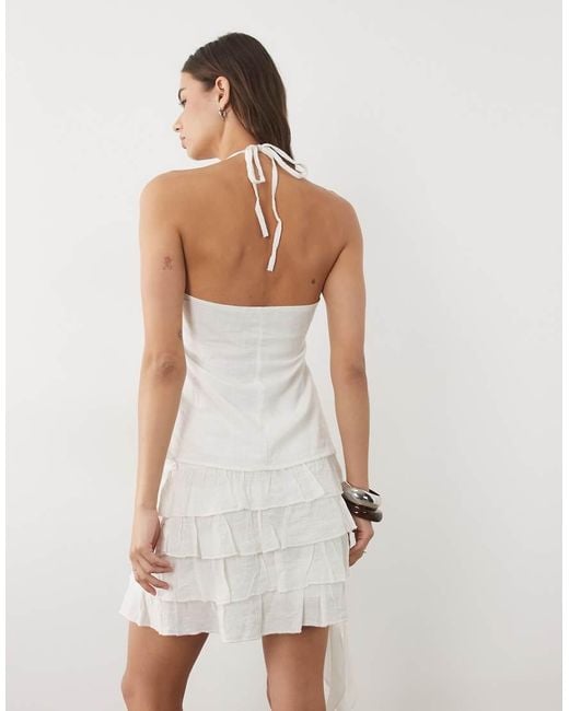 Mango White Teen Beaded Halterneck Top