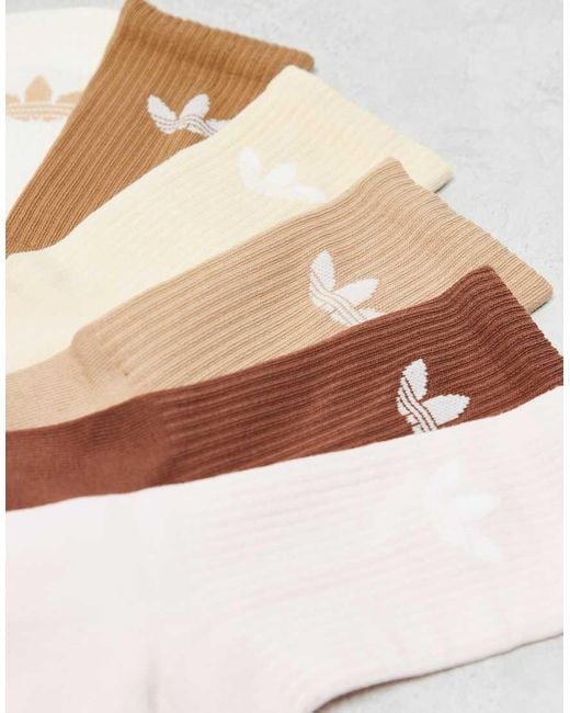 Adidas Originals White Adicolor Trefoil 6 Pack Crew Socks
