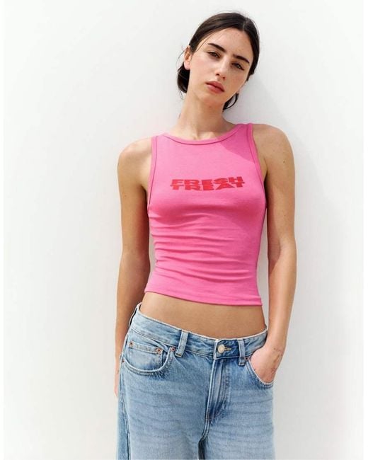 Pull&Bear Red Graphic Top