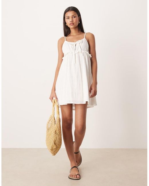 esmé studios White Esmee Tie Front Strappy Mini Beach Dress