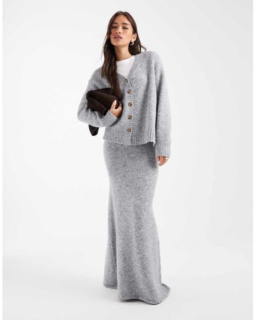 4th & Reckless Gray Wool Feel Longline Pocket Detail Cardigan Co-Ord