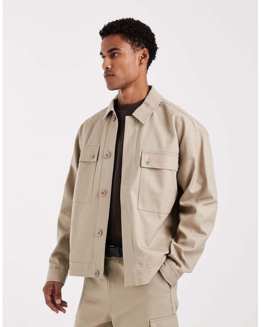 ASOS Co-Ord Canvas Jacket in Natural for Men | Lyst UK