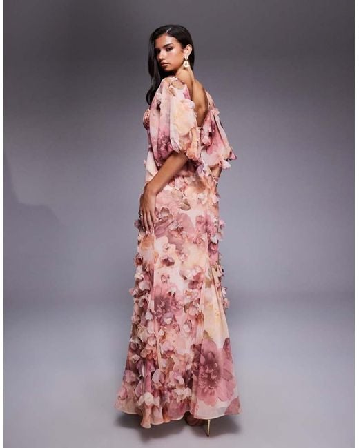 ASOS Multicolor 3d Floral Maxi Dress