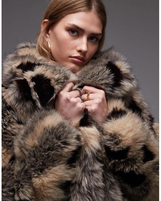& Other Stories Gray Faux Fur Coat