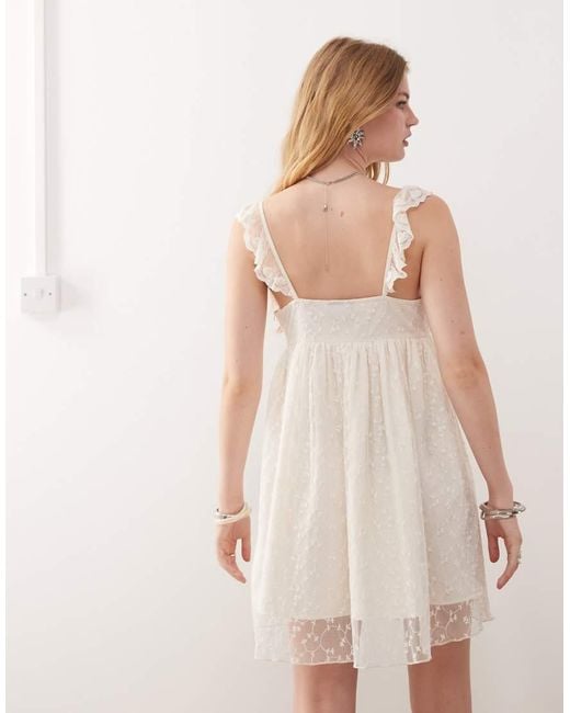 Reclaimed Vintage Pink Festival Mini Babydoll Dress With Lace Inserts