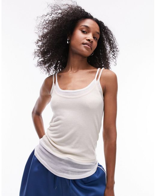 TOPSHOP White – premium basic – doppellagiges, transparentes camisole
