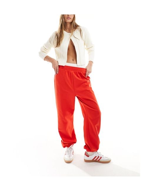 ASOS Red Sweat Trackies With Cuff