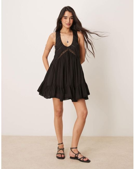 ASOS Natural Handkerchief Hem Mini Dress With Scoop Neck