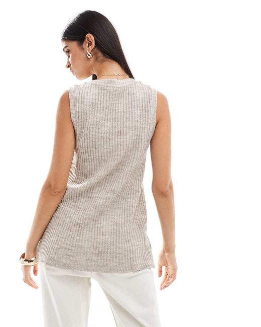 ASOS Gebreid Gilet Met Brede Ribbels En Gestrikte Voorkant in het White