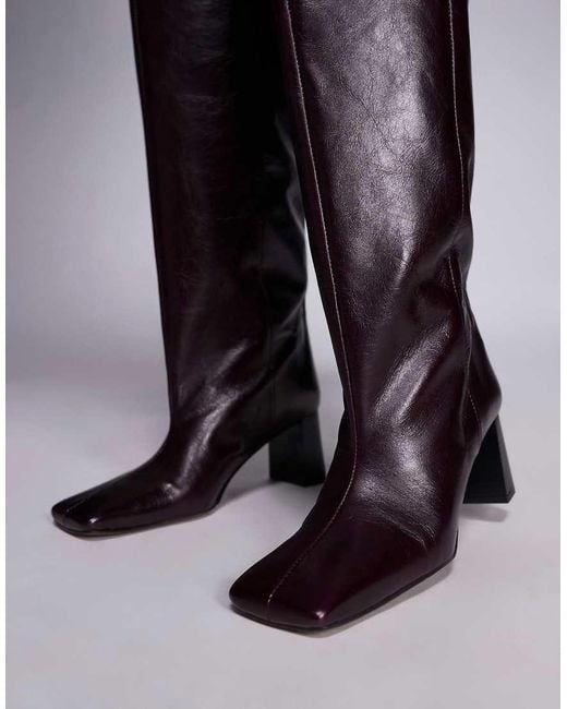 ASOS Red Kane Square Toe Slouchy Over The Knee Boots