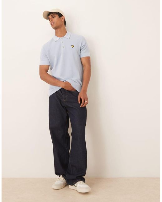 Lyle & Scott Blue Linen Polo for men