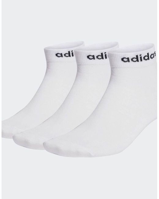 Adidas Originals White Think Linear Ankle Socks 3 Pairs