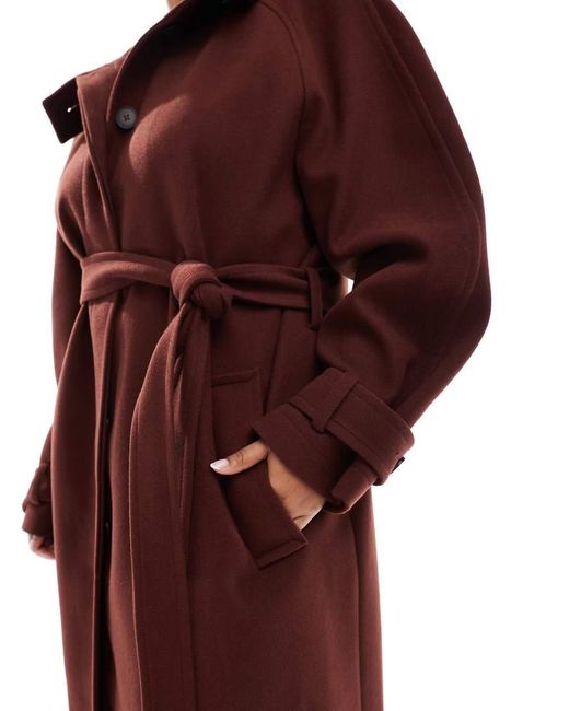 ASOS Red Asos Design Curve Funnel Neck Longline Formal Trench Coat