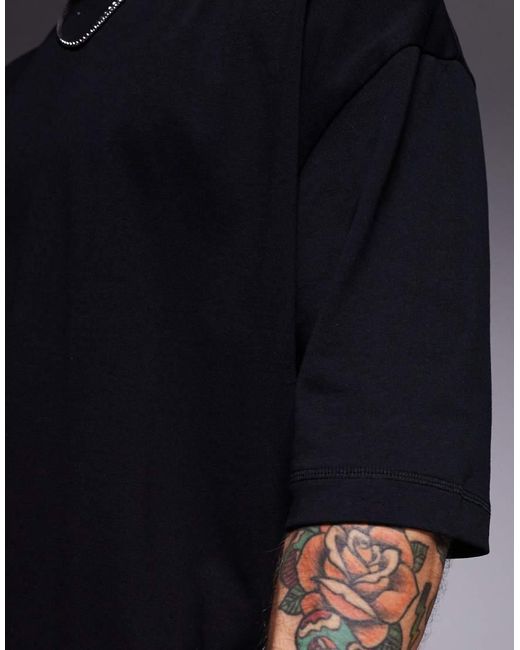 ASOS Oversized Recht T-Shirt Met Halflange Mouwen Van Zware Stof in het Blue voor heren