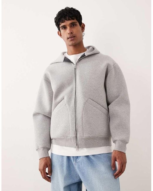 ARKET Gray Pure Cotton Zip Up Hoodie for men