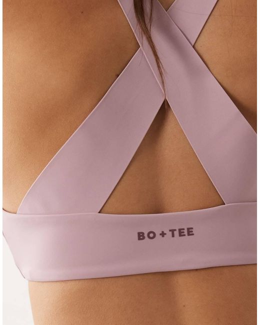 BO+TEE Pink Bo+tee Halterneck V-neck Cross Back Sports Bra